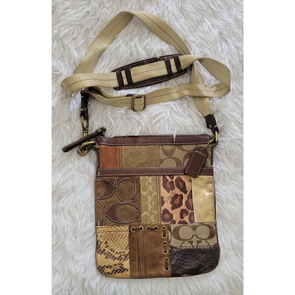 COACH Patchwork Animal Print Messenger CrossBody Shoulder Bag - Picture 1 of 9